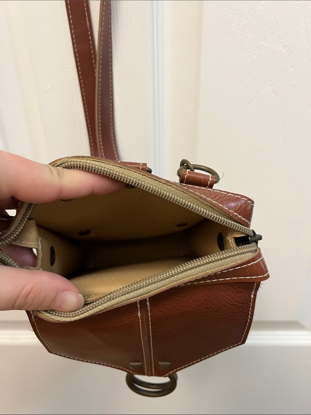 Brown Crossbody Phone Pouch with Ring Accent - Picture 8 of 12